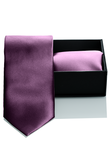 Simple Tie With Matching Pocket Square in Plain Colors Packed in Stylish Boxes