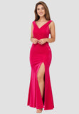 Elegant Fitted Evening Dress with a Walking Slit